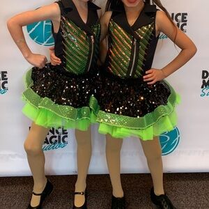 Weissman Neon Green and Black Dance Costume